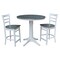 International Concepts Round 36 in Rd Extend Dining Table, 2 Emily Stools, White/Heather Gray, 36 W, 48 L, 36.1 in H, Wood K05-36RXT-27B-S6172-2 - alternate 1